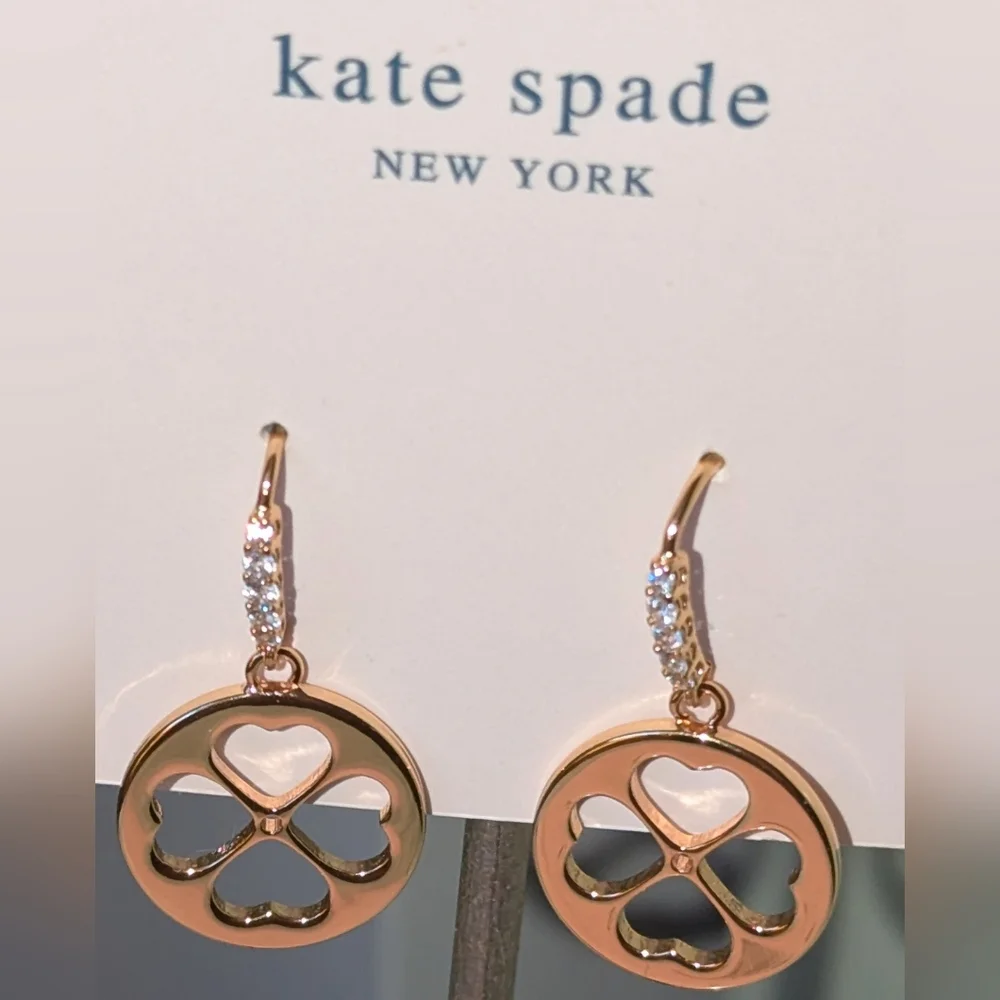 NWT Kate Spade Floral Symbols Earrings - gold/white cz